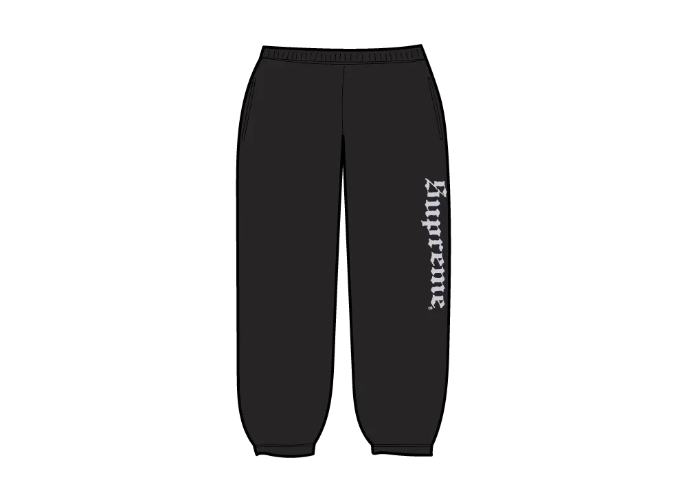 シュプリーム ウォッシュド オールド イングリッシュ スウェットパンツ "ブラック"