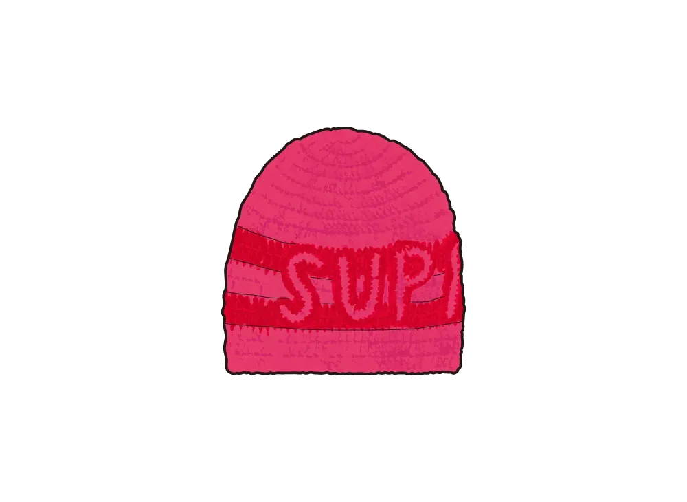 Supreme Crochet Logo Beanie "Pink"