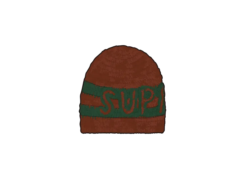 Supreme Crochet Logo Beanie "Brown"
