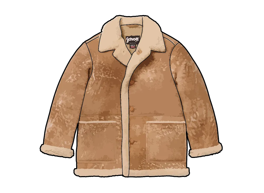 シュプリーム x ショット シアリング コート "タン"