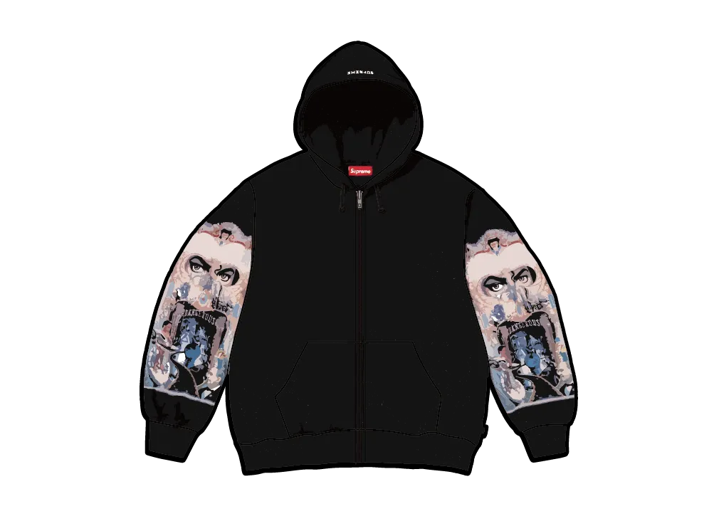 シュプリーム x マイケルジャクソン デンジャラス ジップアップフーディースウェット "ブラック"