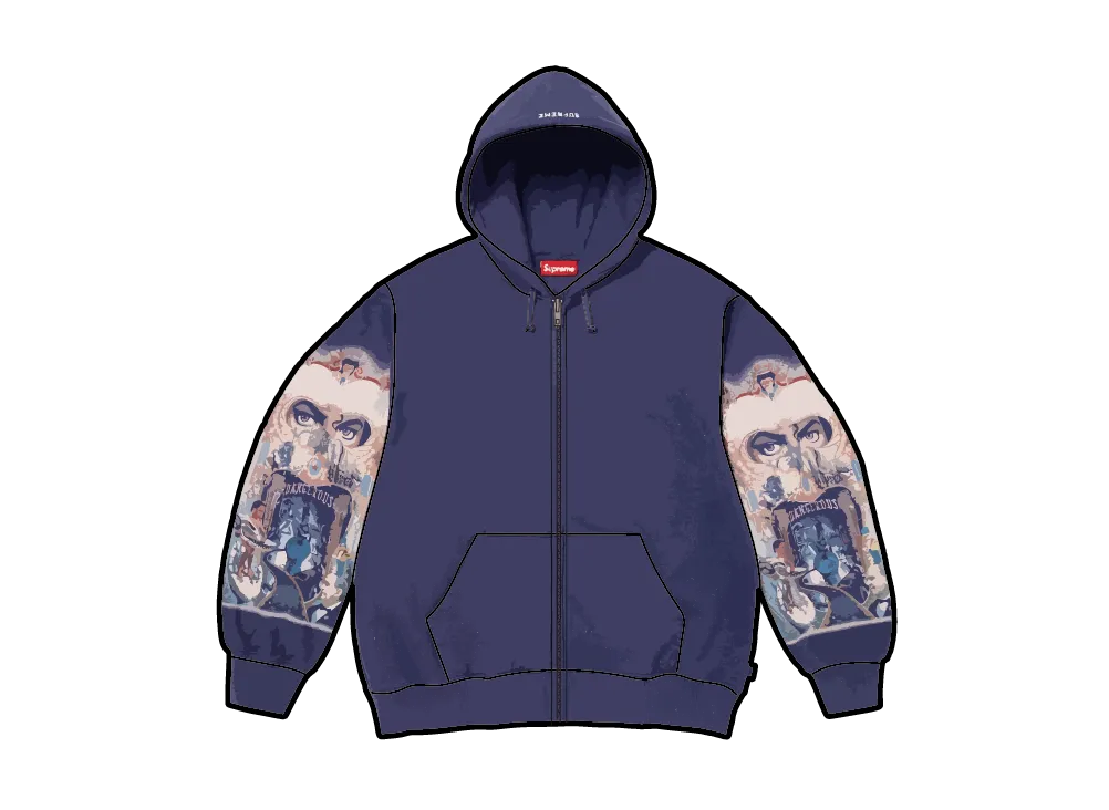 Supreme x Michael Jackson Dangerous Zip Up Hooded Sweatshirt "Washed Navy"