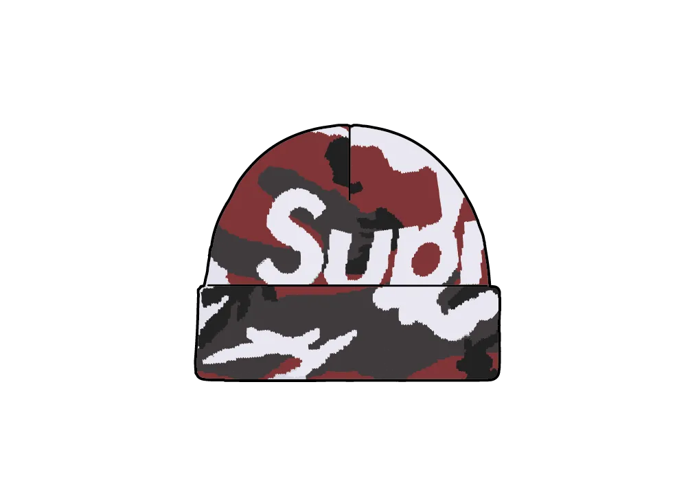 Supreme Camo Big Logo Beanie "Red Camo"