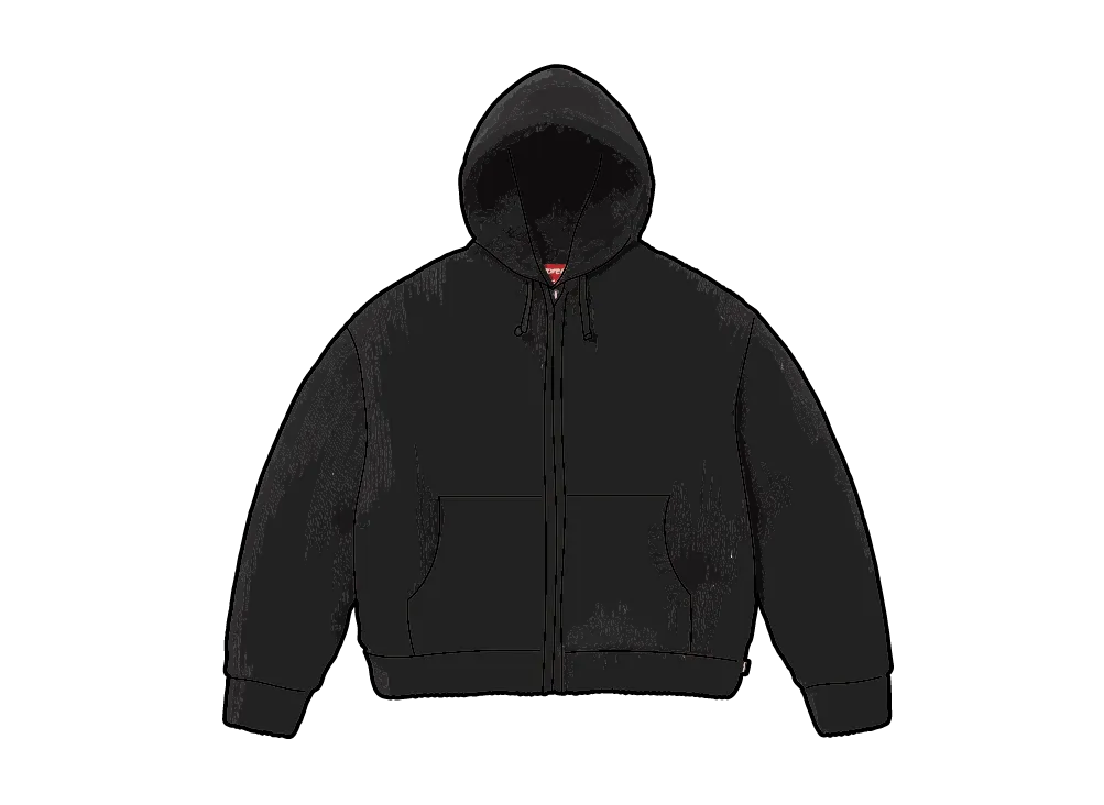 Supreme Faux Shearling Lined Zip Up Hooded Sweater "Black"