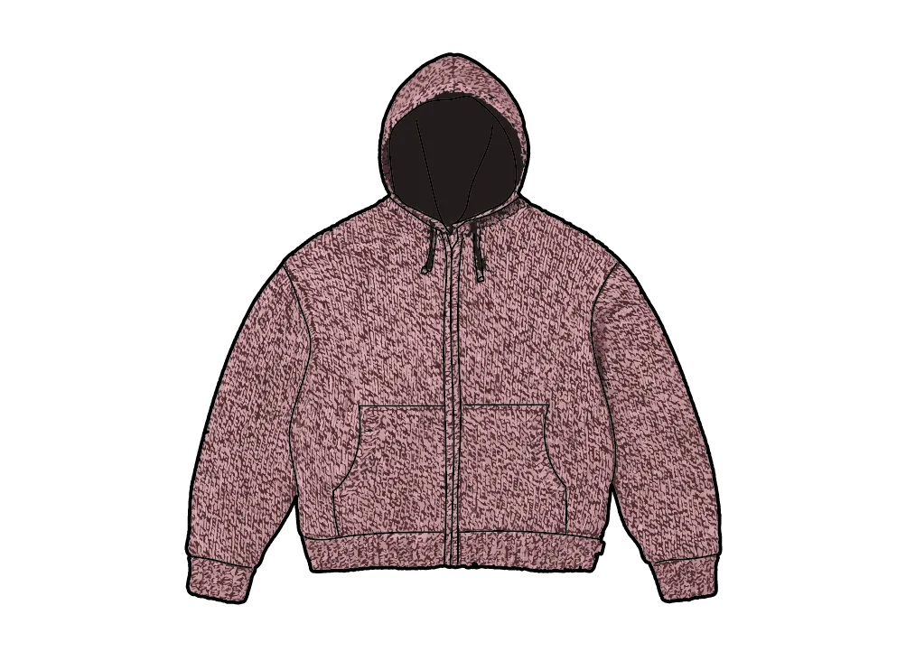 Supreme Faux Shearling Lined Zip Up Hooded Sweater "Pink Melange"