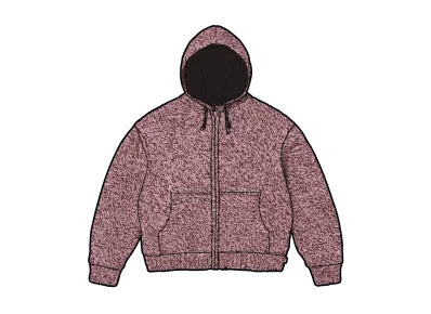 Supreme Faux Shearling Lined Zip Up Hooded Sweater "Pink Melange"