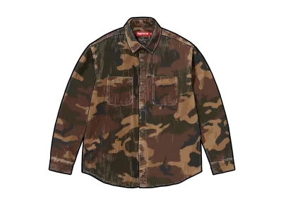 Supreme Wide Wale Corduroy Snap Shirt "Woodland Camo"