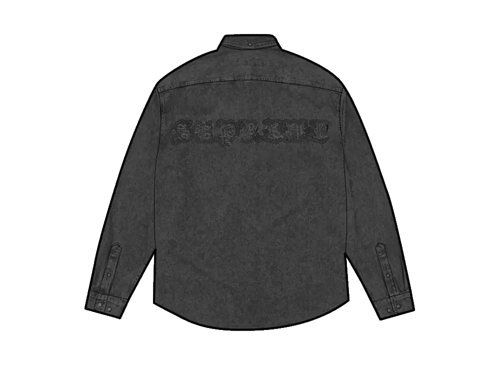 シュプリーム アップリケデニムシャツ "ブラック"