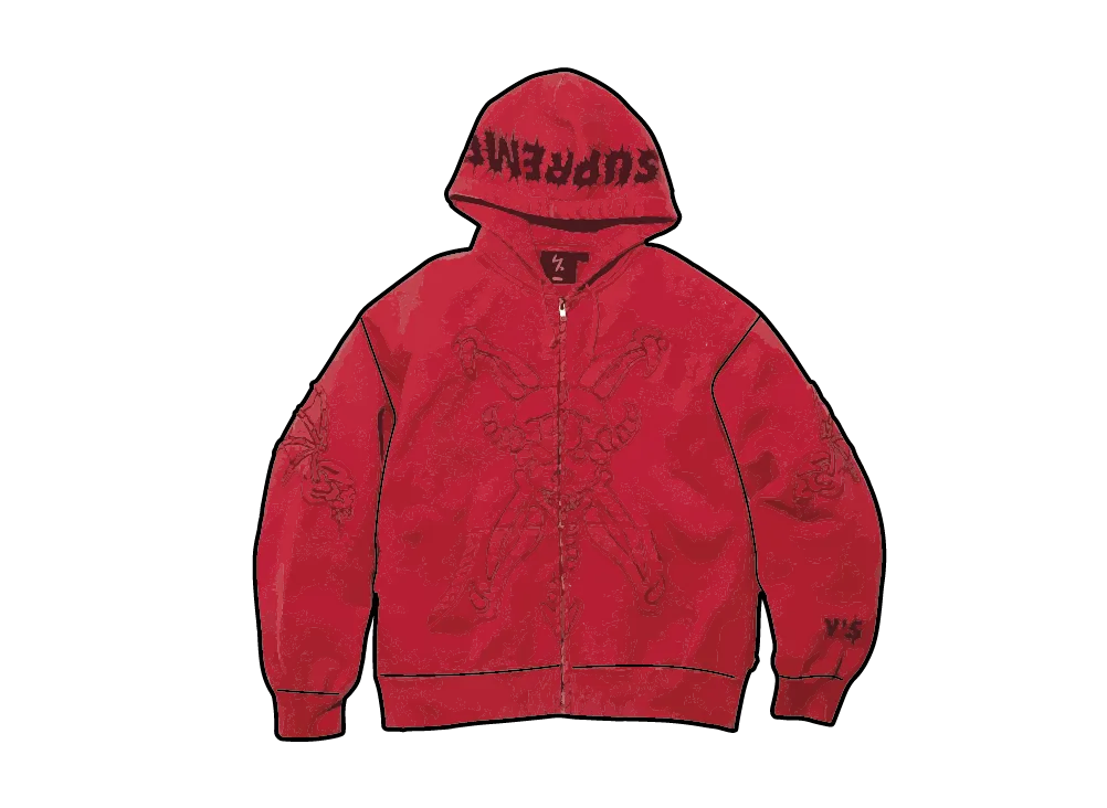 Supreme x Y's by Yohji Yamamoto Zip Up Hooded Sweatshirt "Washed Red"