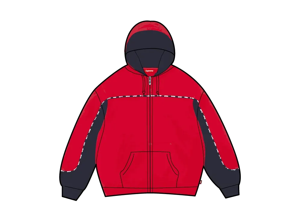 Supreme Piping Zip Up Hooded Sweatshirt "Red"