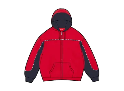 Supreme Piping Zip Up Hooded Sweatshirt "Red"