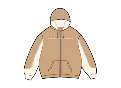 Supreme Piping Zip Up Hooded Sweatshirt "Dark Tan"