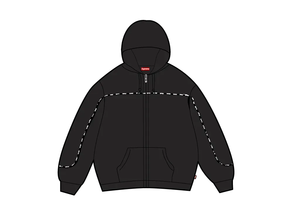 Supreme Piping Zip Up Hooded Sweatshirt "Black"