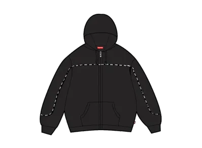 Supreme Piping Zip Up Hooded Sweatshirt "Black"