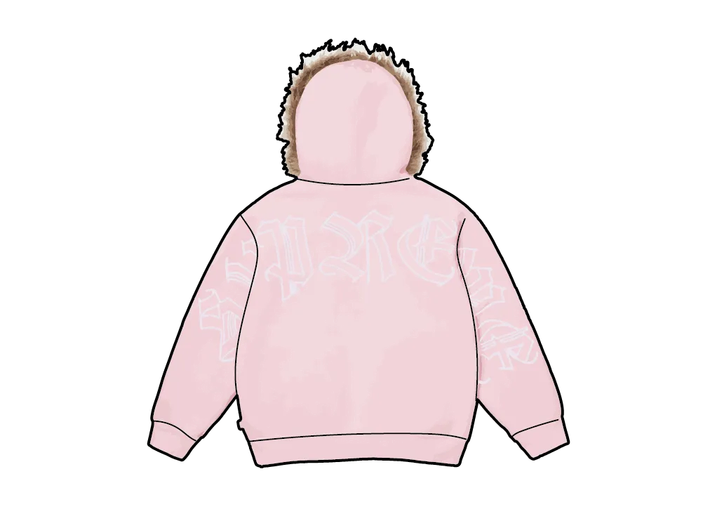 Supreme Faux Fur Zip Up Hooded Sweatshirt "Light Pink"
