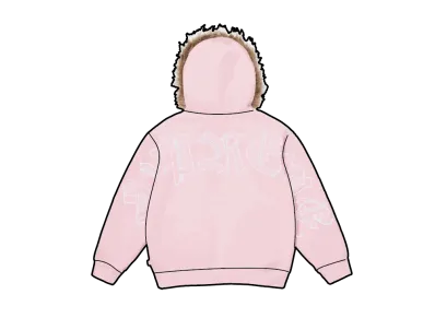 Supreme Faux Fur Zip Up Hooded Sweatshirt "Light Pink"