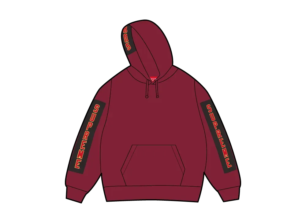 Supreme Woven Patches Hooded Sweatshirt "Cardinal"