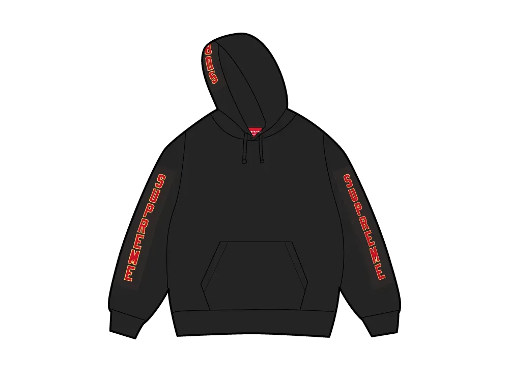Supreme Woven Patches Hooded Sweatshirt "Black"