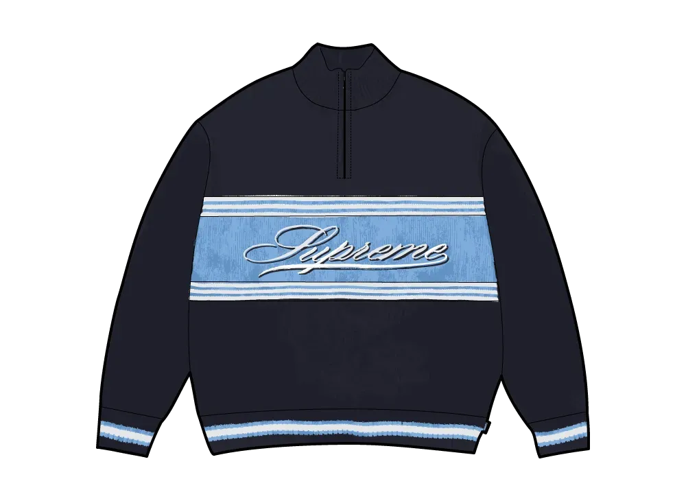 Supreme Script Stripe Half Zip Sweater 