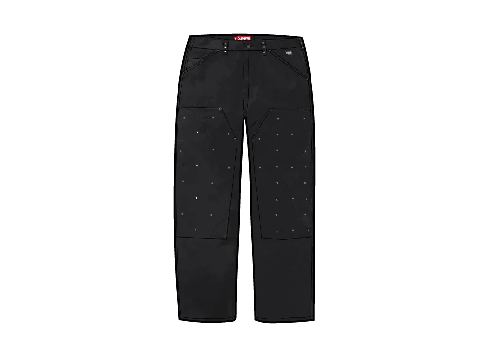 シュプリーム x ビービーサイモン キルティング ダブル ニー ペインター パンツ "ブラック"