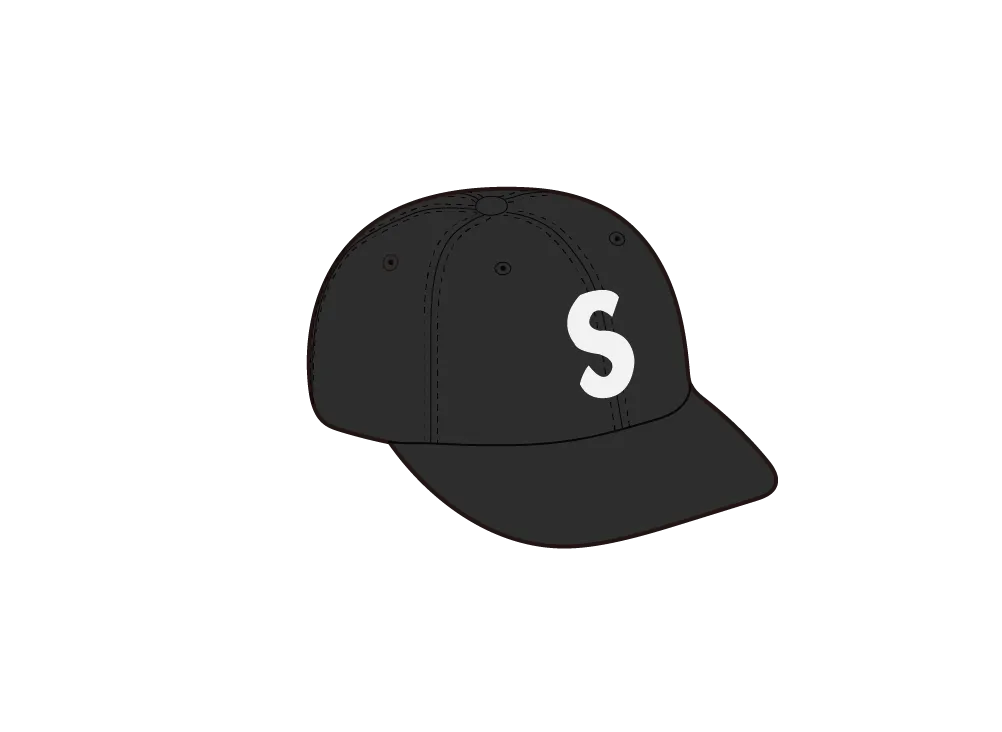 シュプリーム ピグメント コーテッド キャンバス S ロゴ 6 パネル "ブラック"