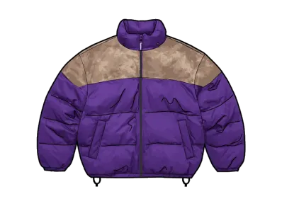 Supreme Leather Yoke Puffer Jacket "Purple"