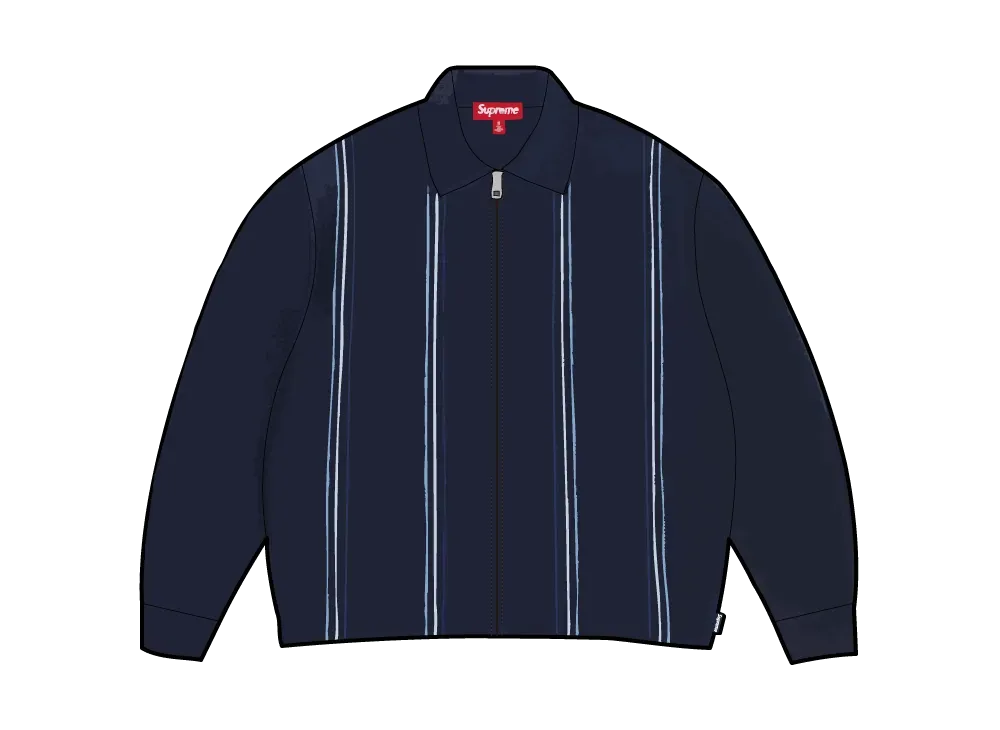 Supreme Stripe Zip Up Polo Sweater 