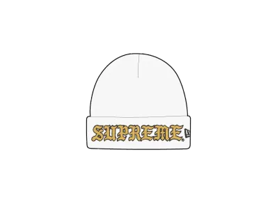 Supreme New Era Old English Beanie "White"
