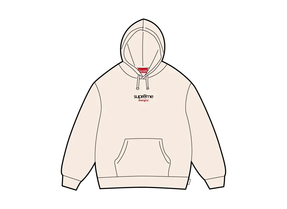 Supreme Classic Logo Shop Hooded Sweatshirt (Shanghai) "Natural"