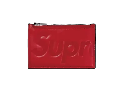 Supreme Leather Zip Card Holder (25FW) "Red"