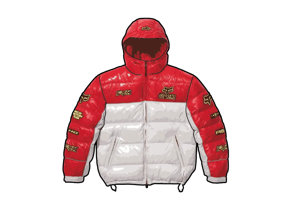 Supreme x Fox Racing Shiny Down Puffer Jacket "Red"