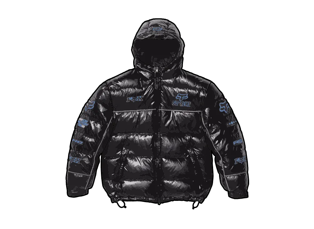 Supreme x Fox Racing Shiny Down Puffer Jacket "Black"