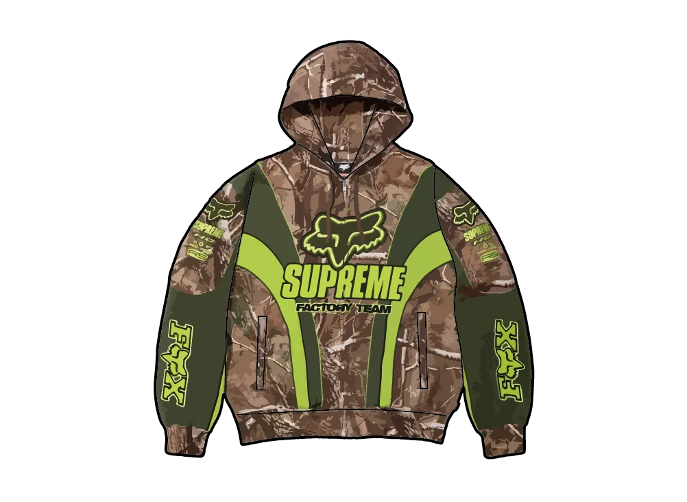 Supreme x Fox Racing Zip Up Hooded Sweatshirt "Camo"