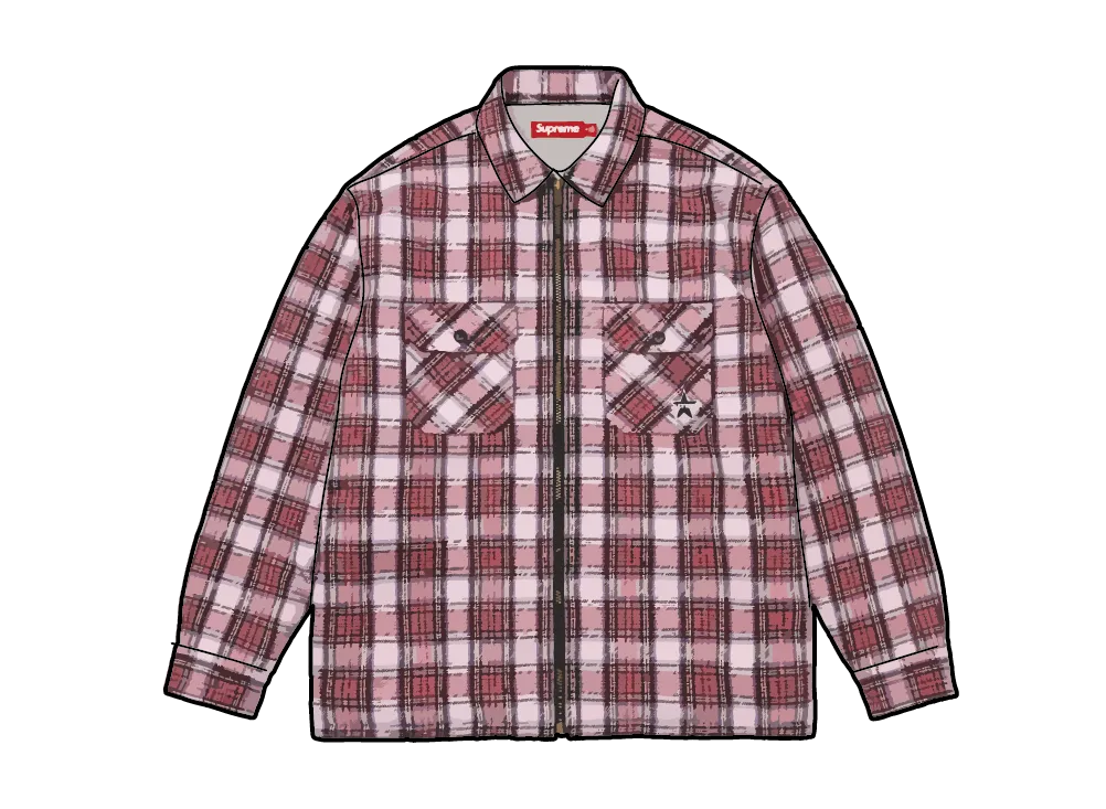 トップス Thermal Lined Zip Up Flannel Shirt Supreme Thermal Lined Zip Up Flannel Shirt Black メンズ - FW25 - JP