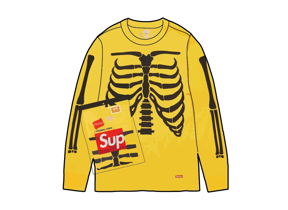 Supreme x Hanes Bones Thermal Crew (1 Pack) (25FW) "Yellow"