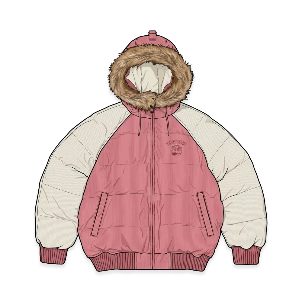 Supreme x Timberland Suede Puffer Jacket "Pink"