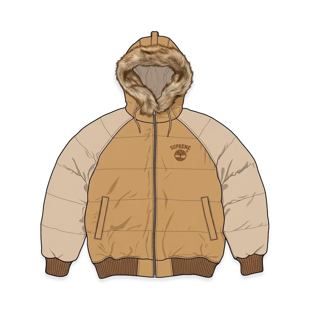 Supreme x Timberland Suede Puffer Jacket "Tan"