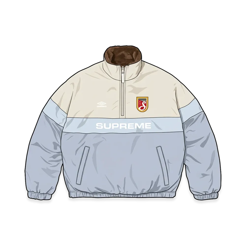 Supreme x Umbro Reversible Faux Fur Pullover "Light Blue"
