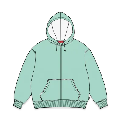 Supreme Shearling Lined Zip Up Hooded Sweatshirt "Dusty Aqua"