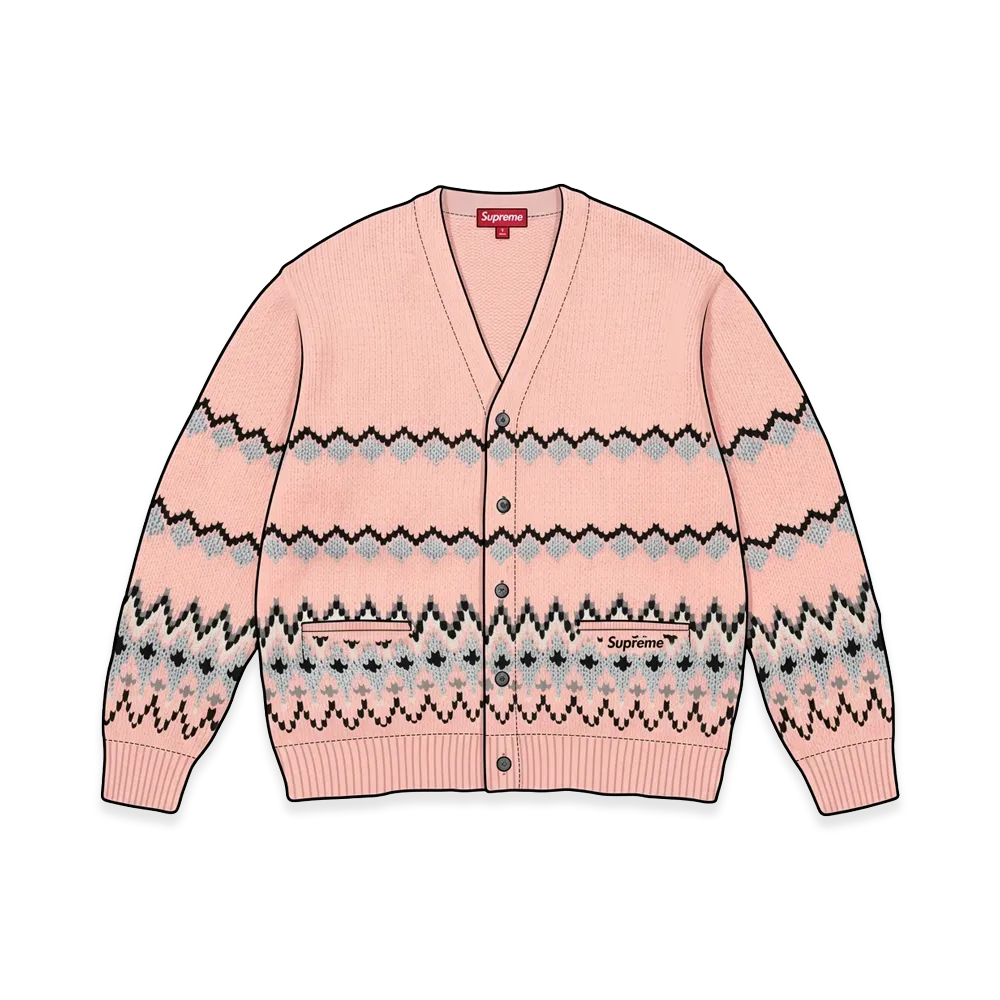 Supreme Metallic Fair Isle Cardigan "Pink"