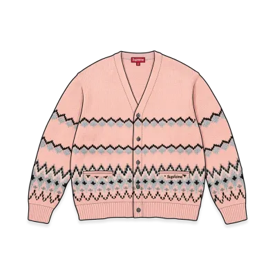 Supreme Metallic Fair Isle Cardigan "Pink"