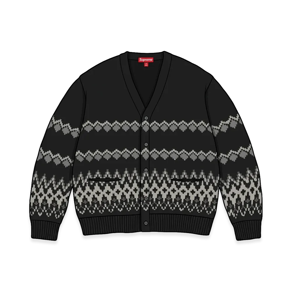 Supreme Metallic Fair Isle Cardigan "Black"