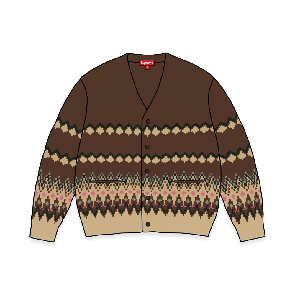 Supreme Metallic Fair Isle Cardigan "Brown"