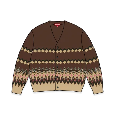 Supreme Metallic Fair Isle Cardigan "Brown"