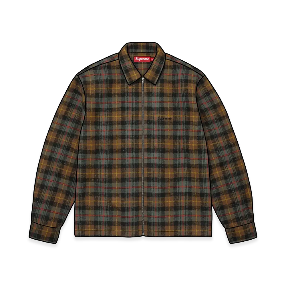 Supreme Metallic Flannel Zip Up Shirt "Brown"
