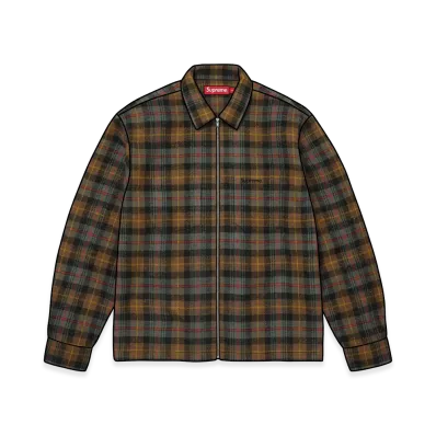 Supreme Metallic Flannel Zip Up Shirt "Brown"