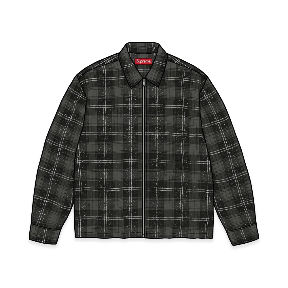 Supreme Metallic Flannel Zip Up Shirt "Black"