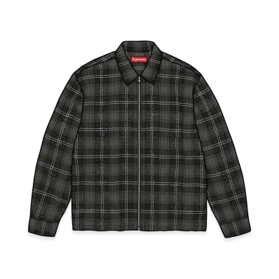 Supreme Metallic Flannel Zip Up Shirt "Black"