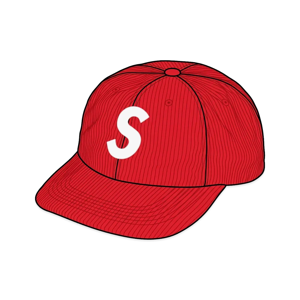 Supreme Corduroy S Logo 6-Panel "Red"