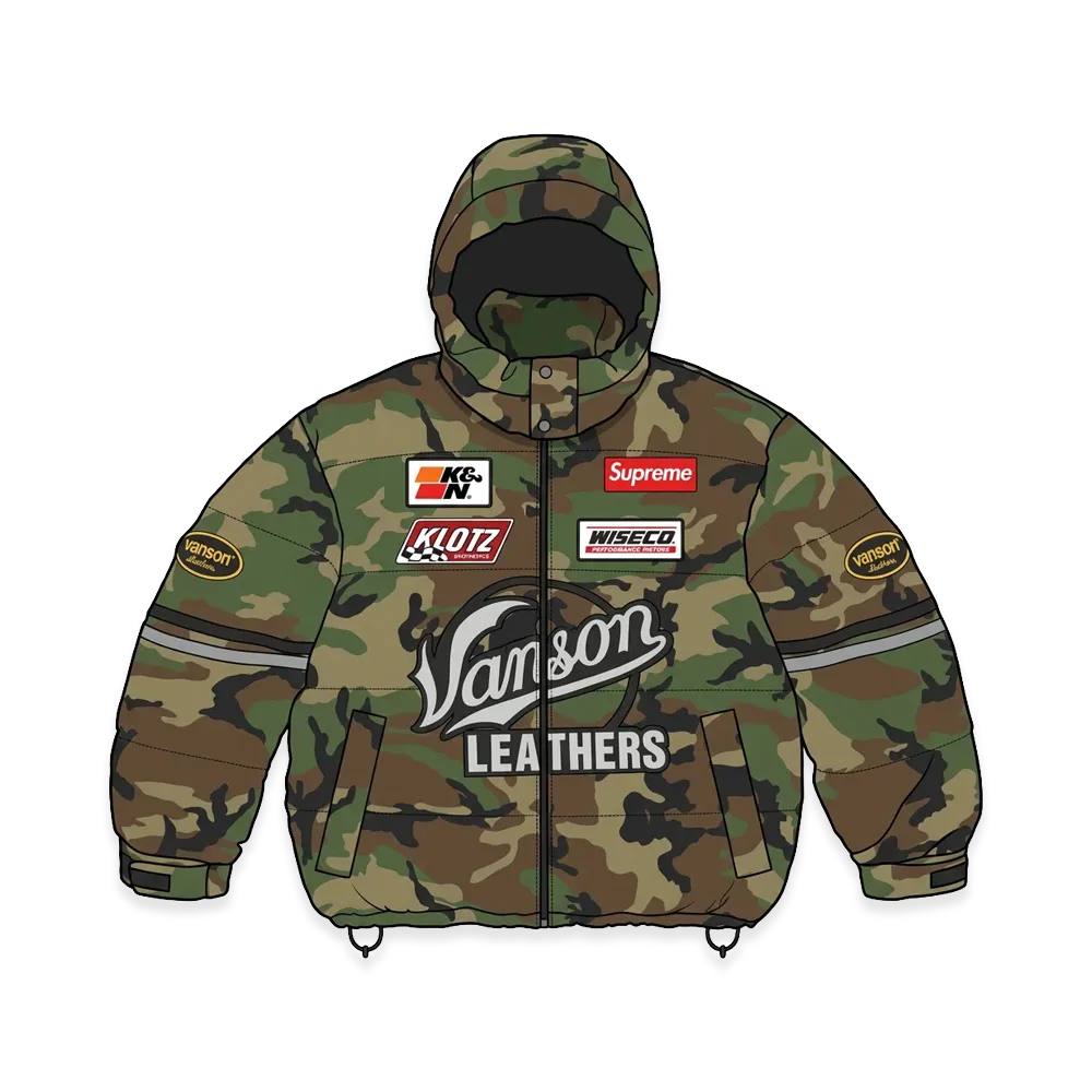 Supreme x Vanson Leathers Cordura Down Jacket "Woodland Camo"